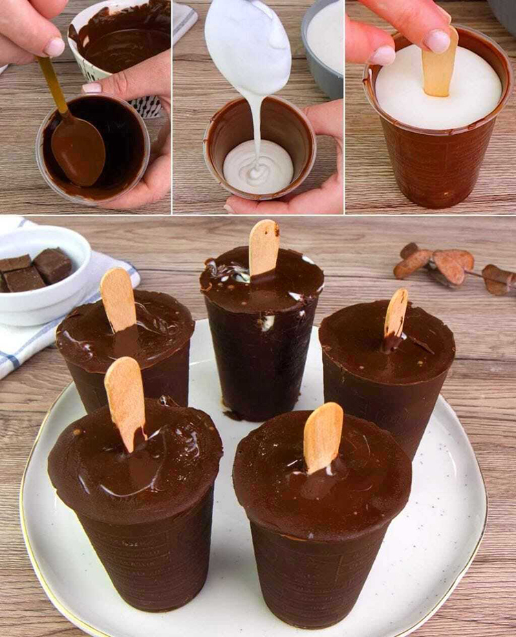 Helado de chocolate en palito, ¡mucho mejor que el de la tienda!