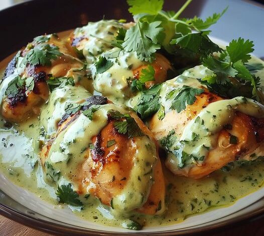 Pechugas de Pollo con Crema de Cilantro