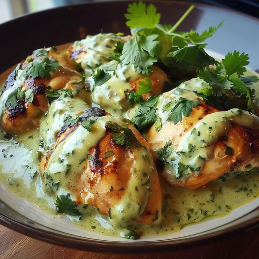 Pechugas de Pollo con Crema de Cilantro