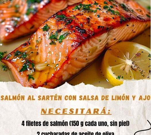 Salmón al Sartén con Salsa de Limón y Ajo