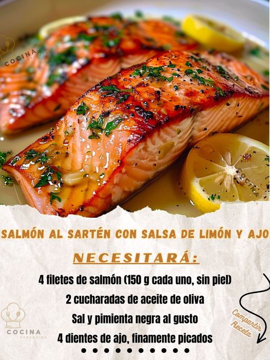 Salmón al Sartén con Salsa de Limón y Ajo