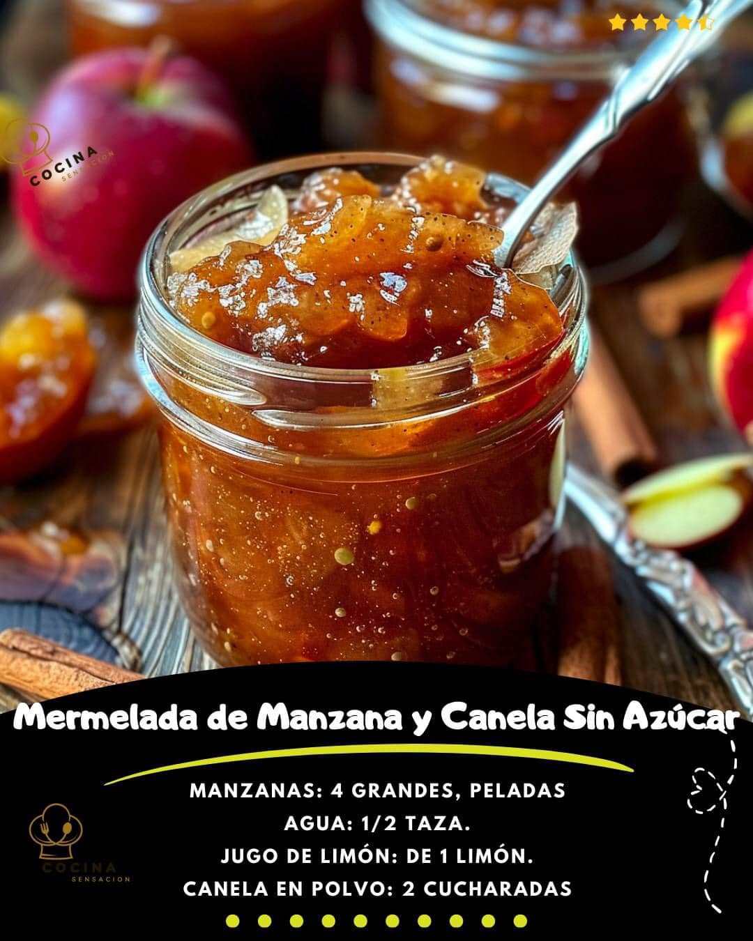  Mermelada de Manzana y Canela Sin Azúcar 