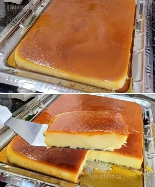 Pudín de panadería sencillo con caramelo dorado