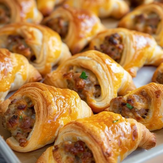 Rollos de medialuna con queso crema y salchichas fáciles