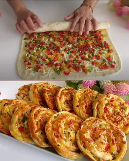 Masa casera rellena de verduras