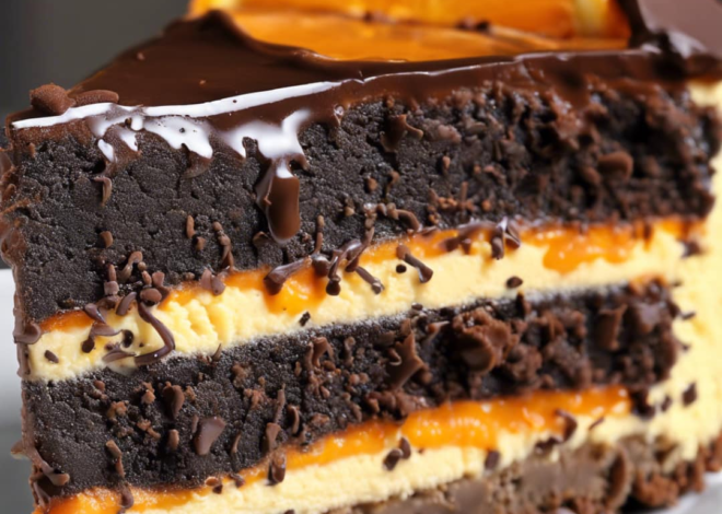 Pastel de queso de naranja y chocolate