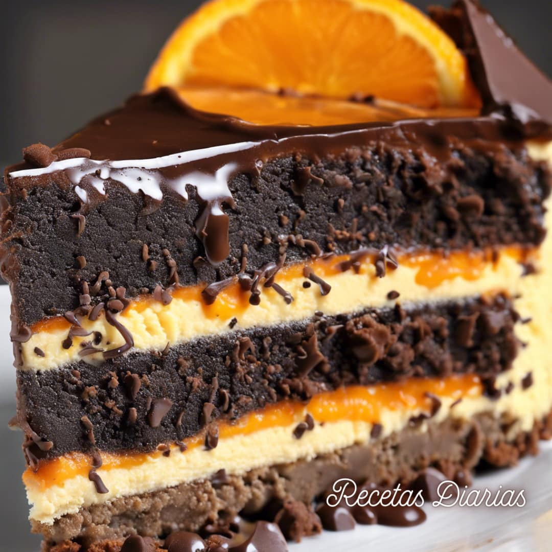 Pastel de queso de naranja y chocolate