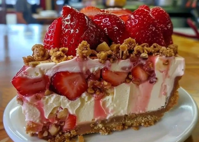 Un sueño de verano sin hornear: tarta de queso crujiente con fresa