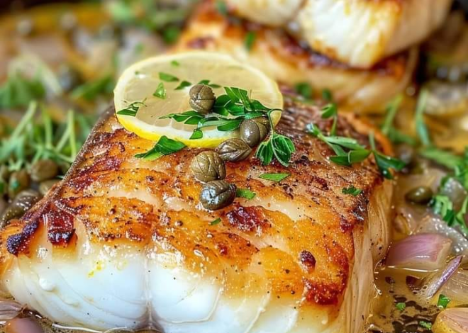 La Receta de corvina chilena con mantequilla de alcaparras al limón en español