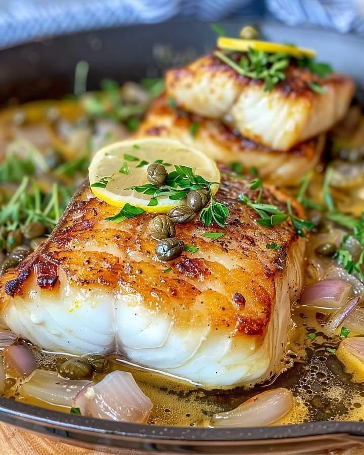 La Receta de corvina chilena con mantequilla de alcaparras al limón en español