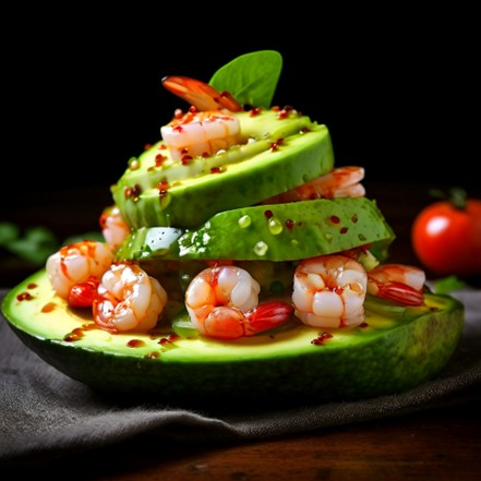 Canapés de Aguacate y Camarones