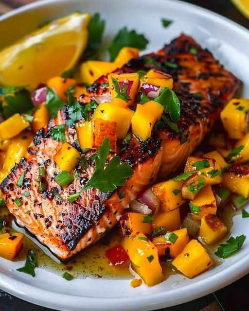 Salmón con Salsa de Mango