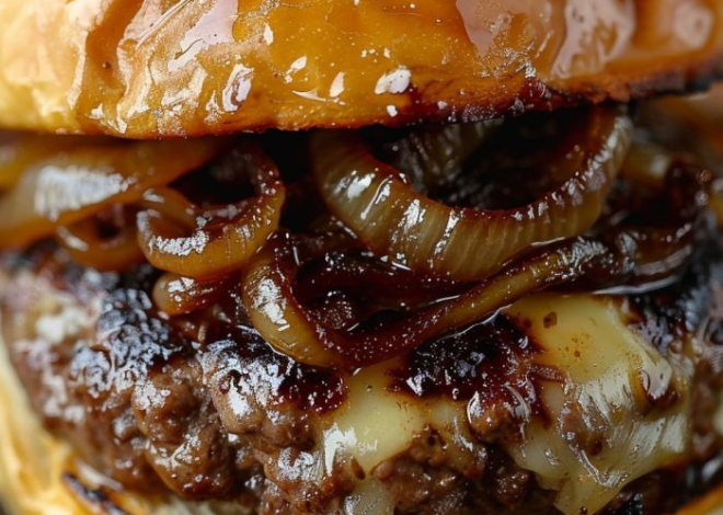 Hamburguesas con sopa de cebolla francesa