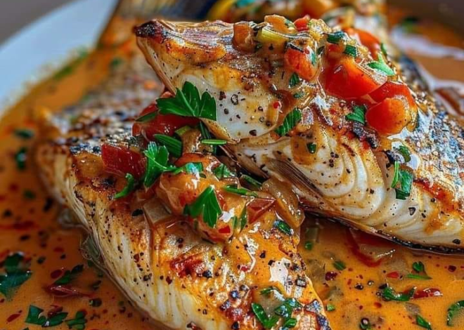 Aquí te dejamos la receta de **Pargo con Salsa Cremosa Criolla** en español: