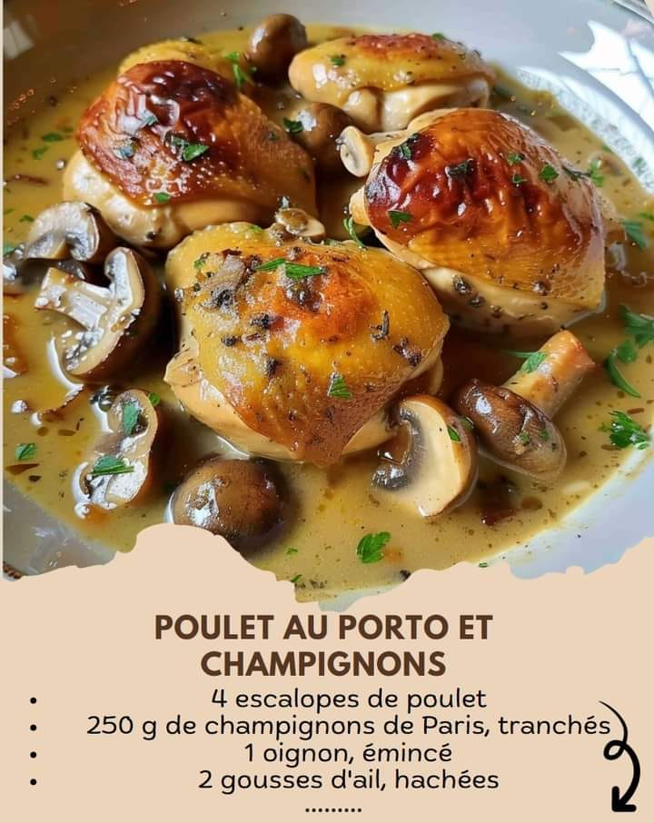 Pollo con Oporto y Champiñones