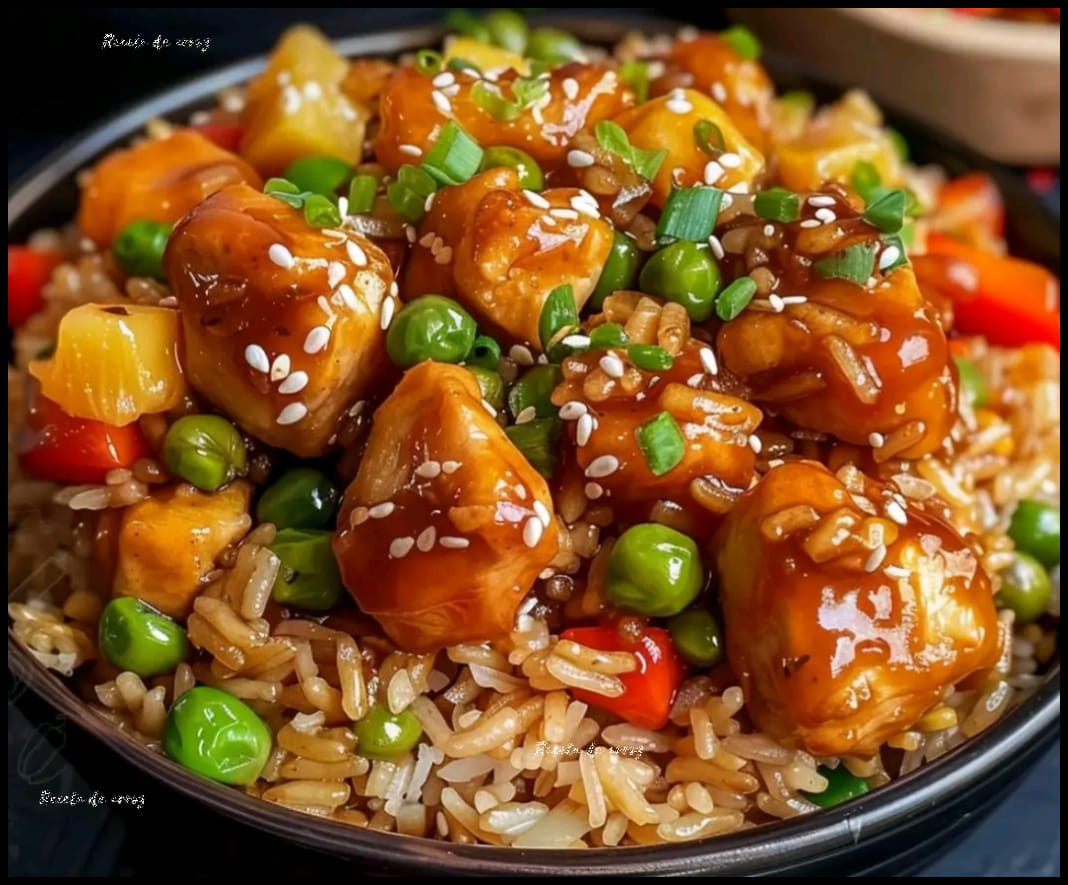 ARROZ CHINO CON POLLO AGRIDULCE.