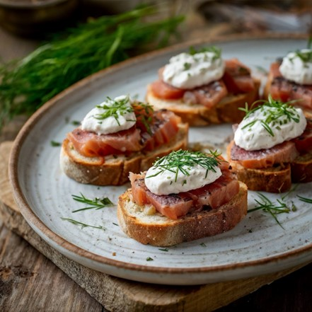 Canapés de Salmón Ahumado y Queso Crema