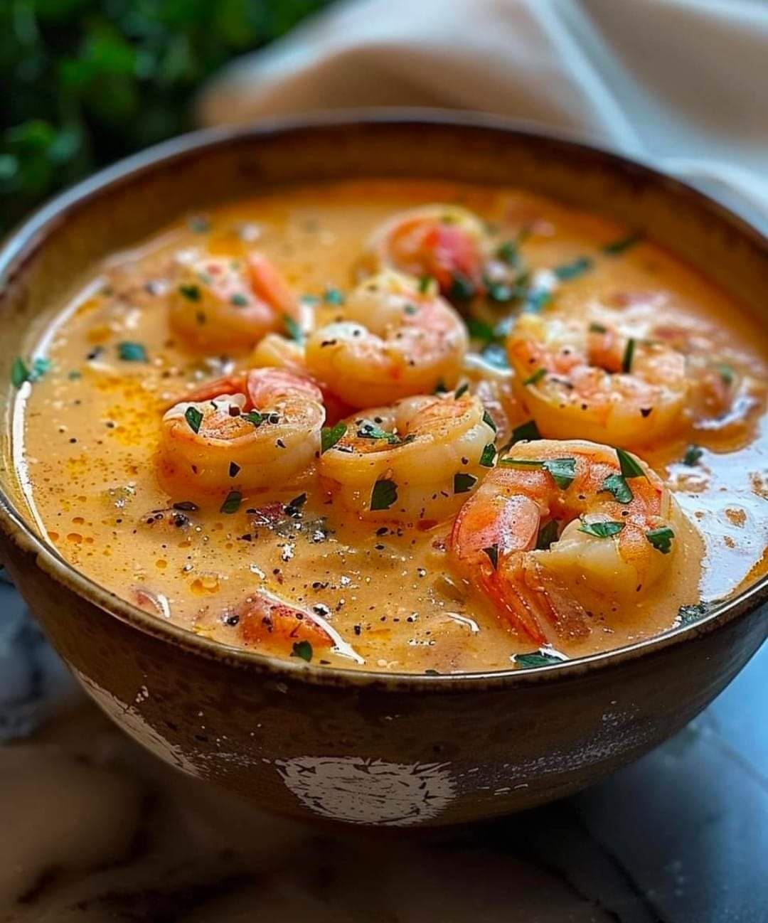 Bisque Cremoso De Mariscos De Cangrejo Y Camarones