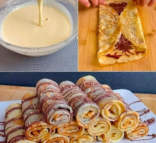 ROLLO DE CREPES CON NUTELLA