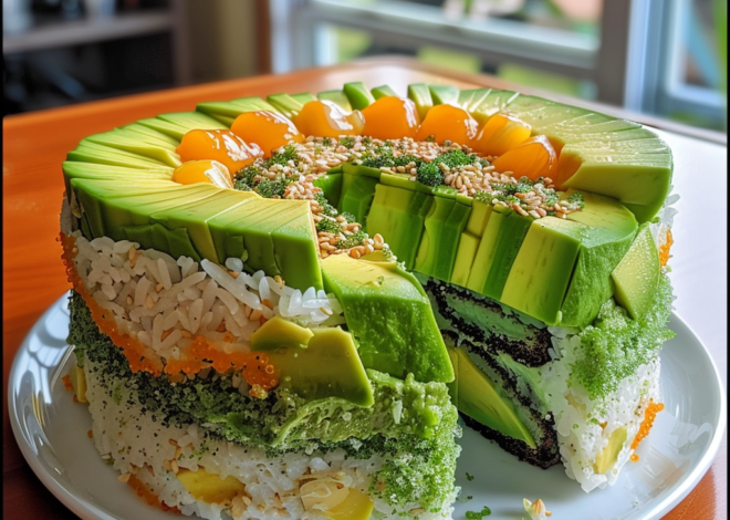 Pastel de Sushi con Aguacate