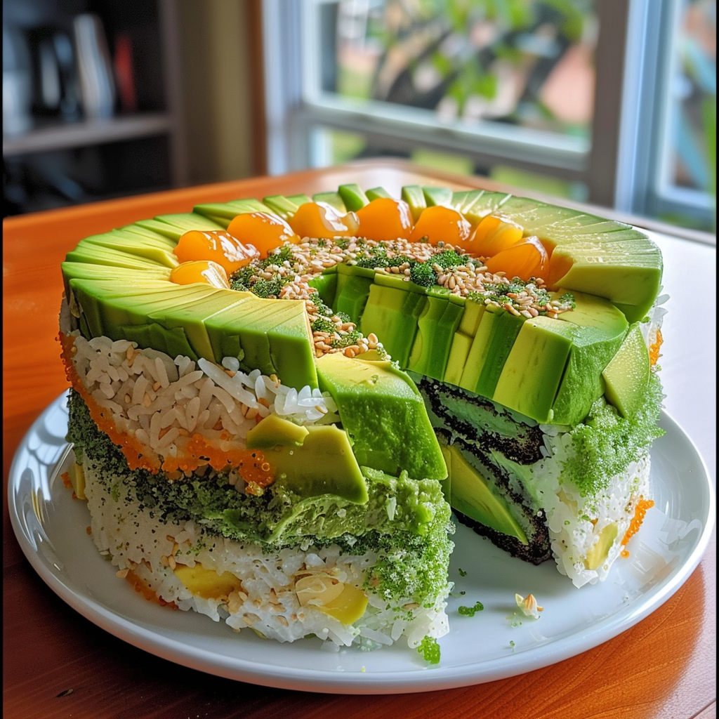 Pastel de Sushi con Aguacate