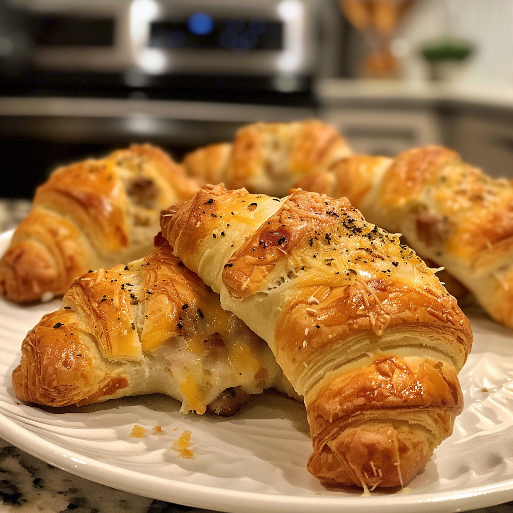 Cruasanes de Salchicha y Queso Crema