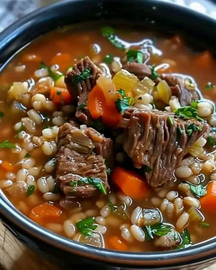 Receta de sopa de carne de res y cebada