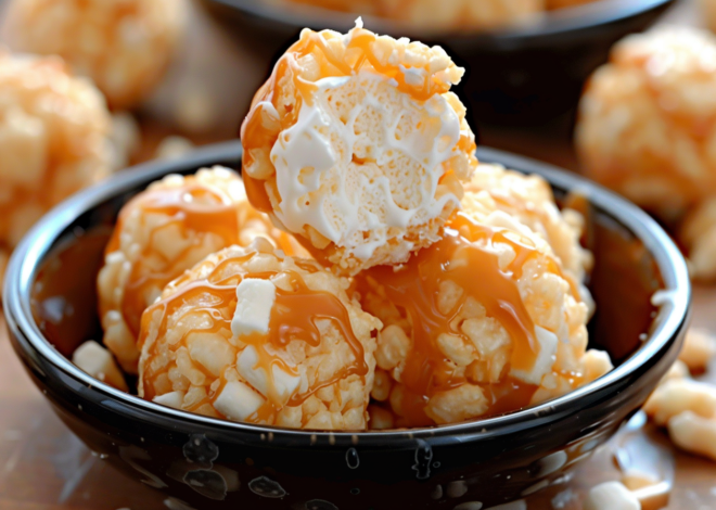 Caramel Marshmallow Rice Krispie Balls