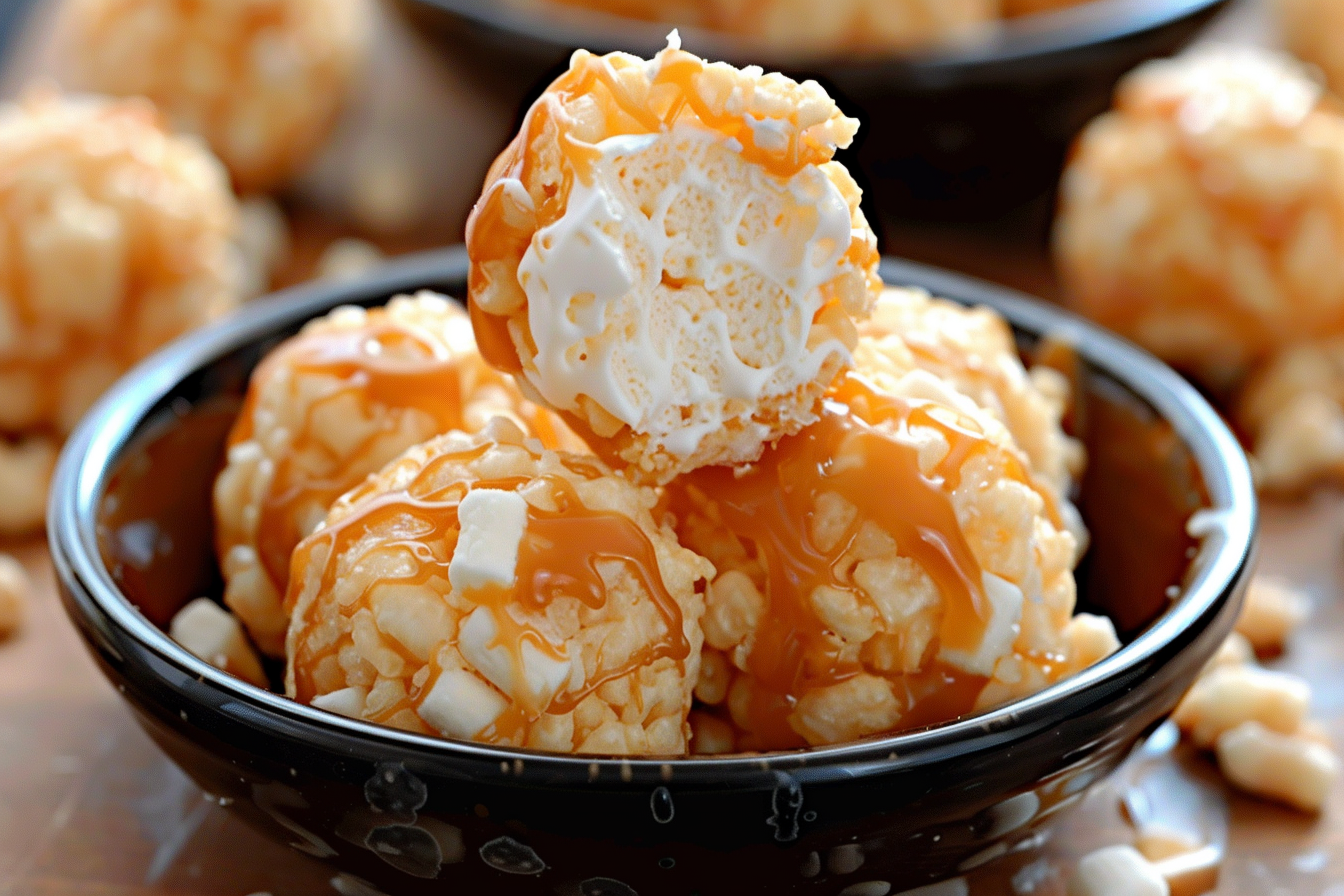 Caramel Marshmallow Rice Krispie Balls