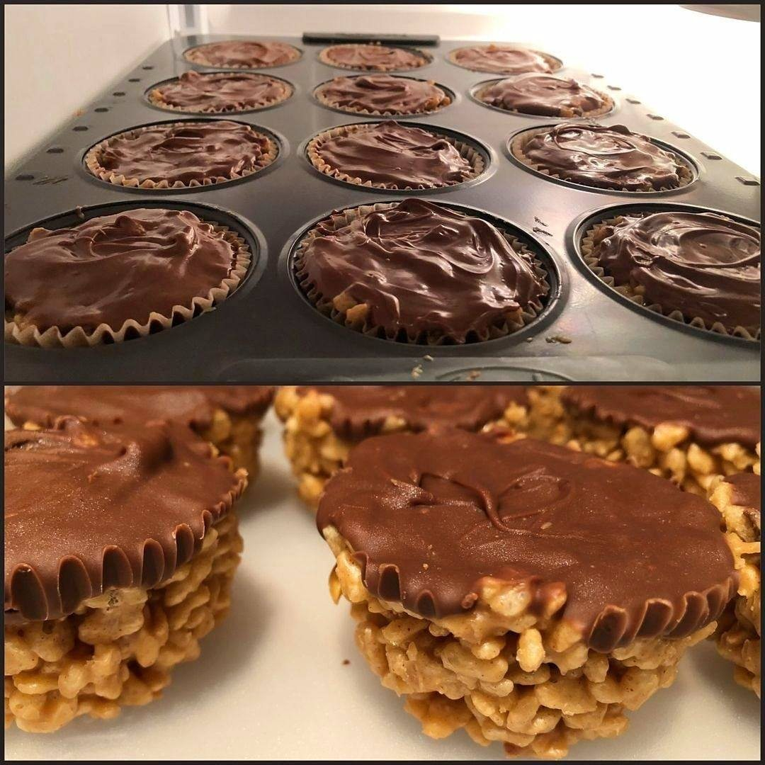 Bolitas de mantequilla de maní con arroz crujiente de chocolate