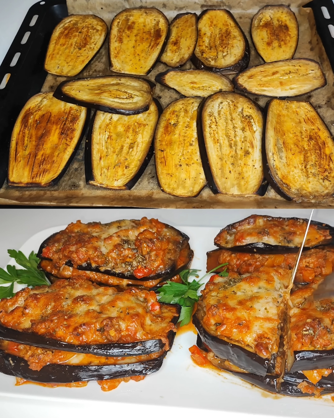 Berenjenas al horno deliciosas con relleno sabroso (¡sin necesidad de freír!)