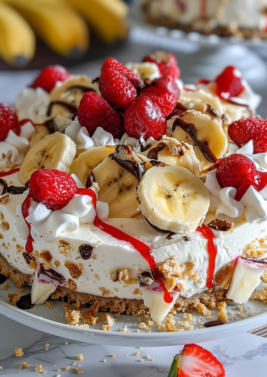 Cheesecake de banana split sin horno celestial