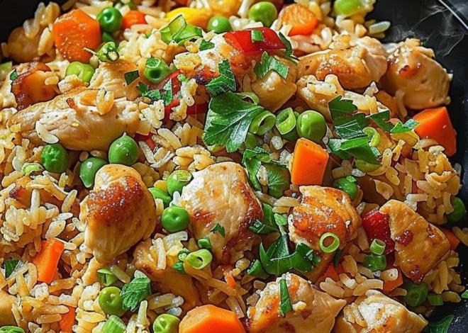 Arroz frito con pollo