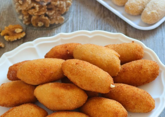 Croquetas de queso de cabra con cebolla caramelizada y nueces receta fácil