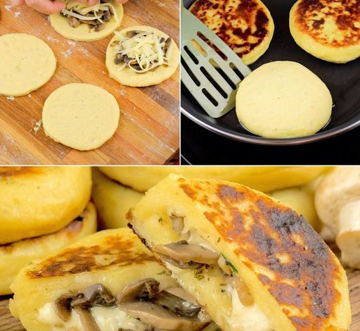 Tortitas de patata rellenas de champiñones: ¡están deliciosas y no se pueden probar!