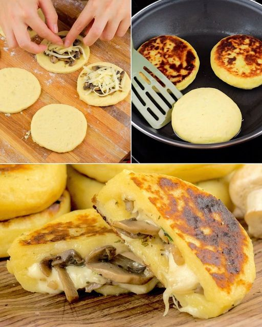 Tortitas de patata rellenas de champiñones: ¡están deliciosas y no se pueden probar!