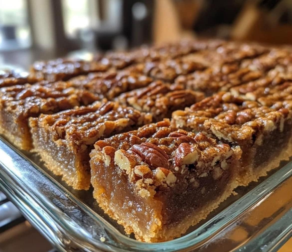 Barras de pastel de nueces pecanas fáciles