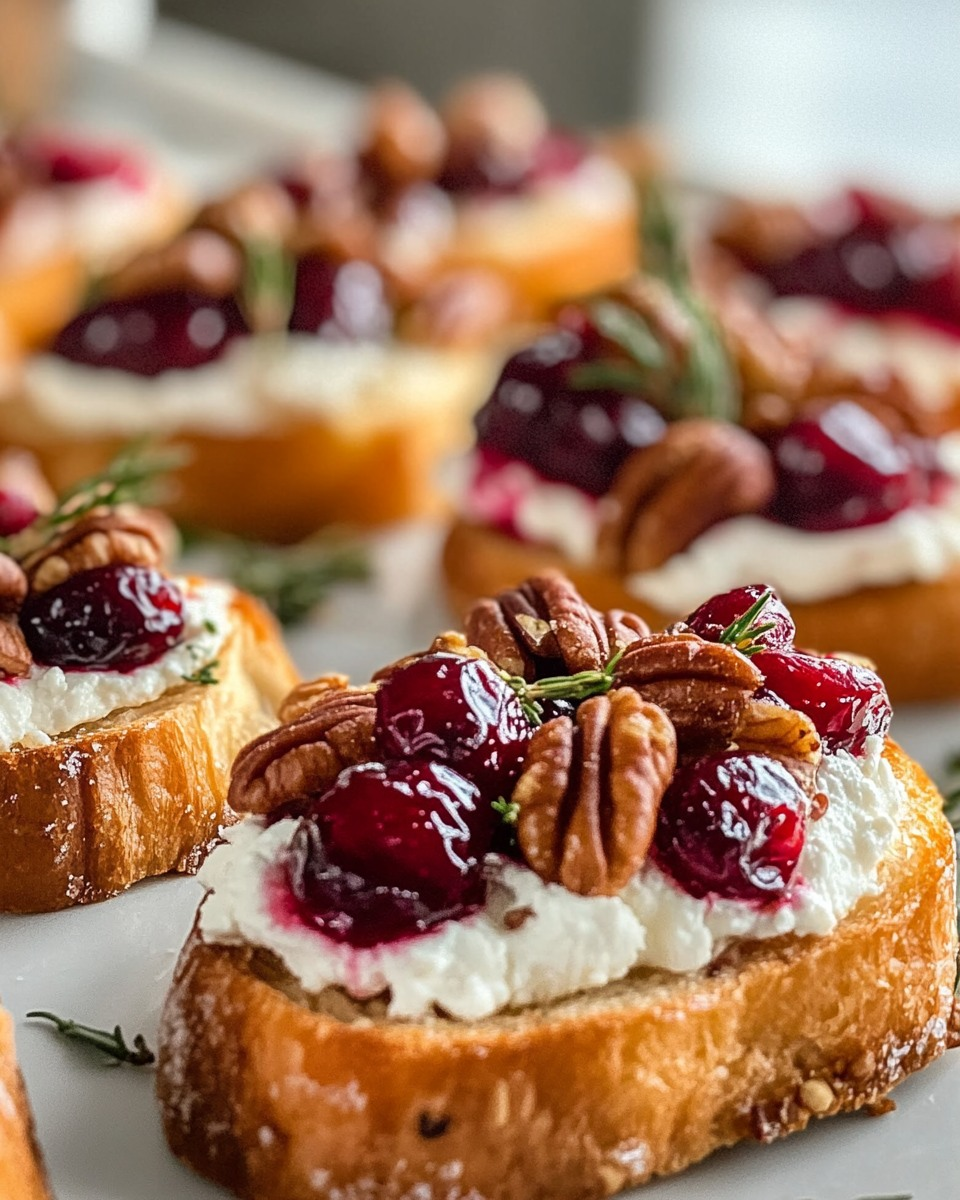 Crostini de queso de cabra, arándanos rojos y nueces