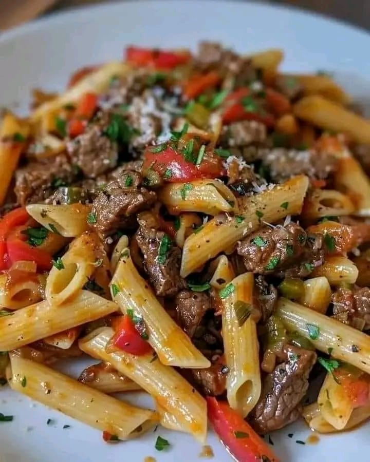 Pasta Penne con Pimientos Morrones y Hierbas