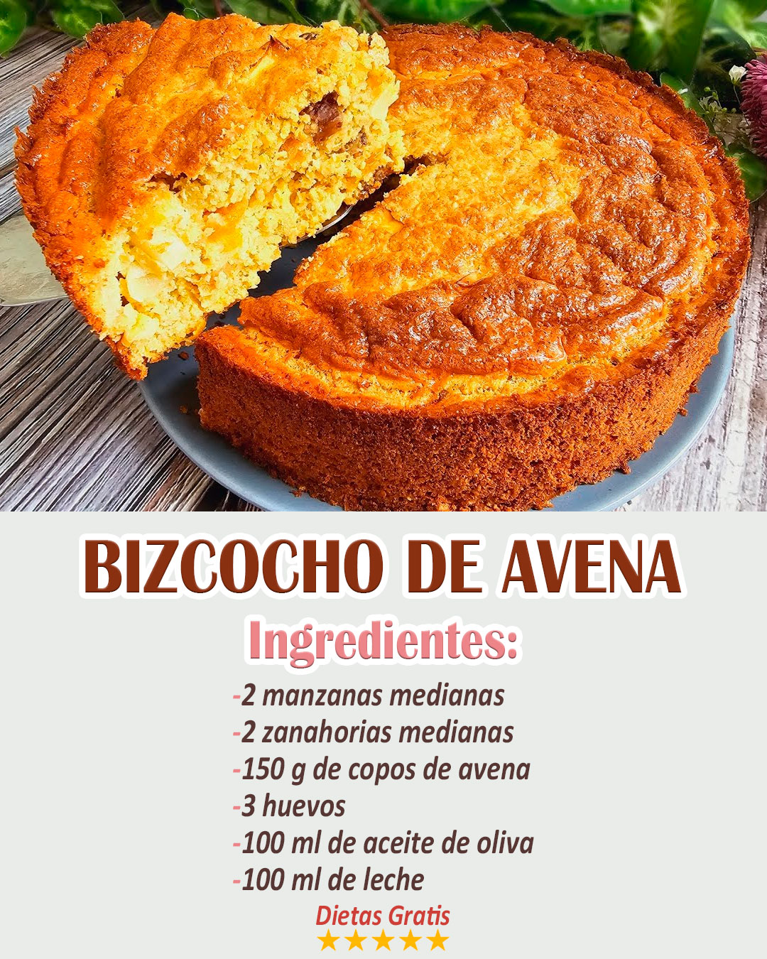 BIZCOCHO DE AVENA, MANZANA Y ZANAHORIA 