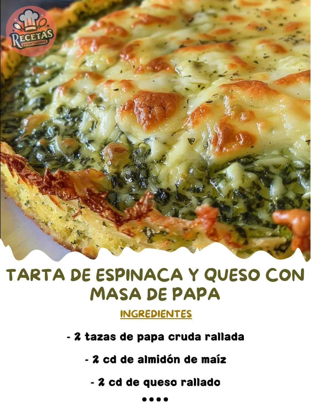 Tarta de Espinacas y Queso con Masa de Papa 