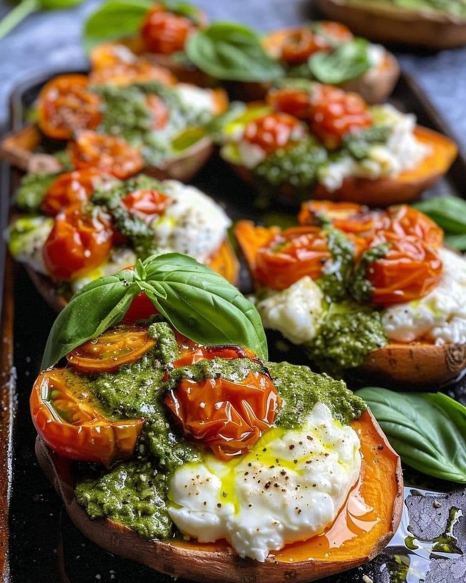 BATATAS RELLENAS CON BURRATA Y PESTO