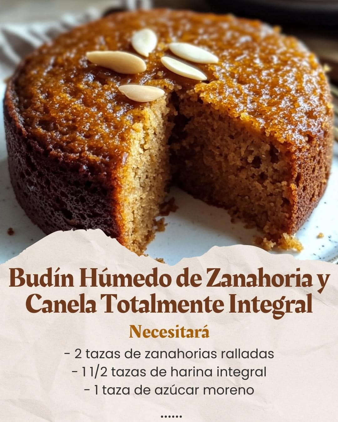 Delicioso Budín Integral de Zanahoria y Canela