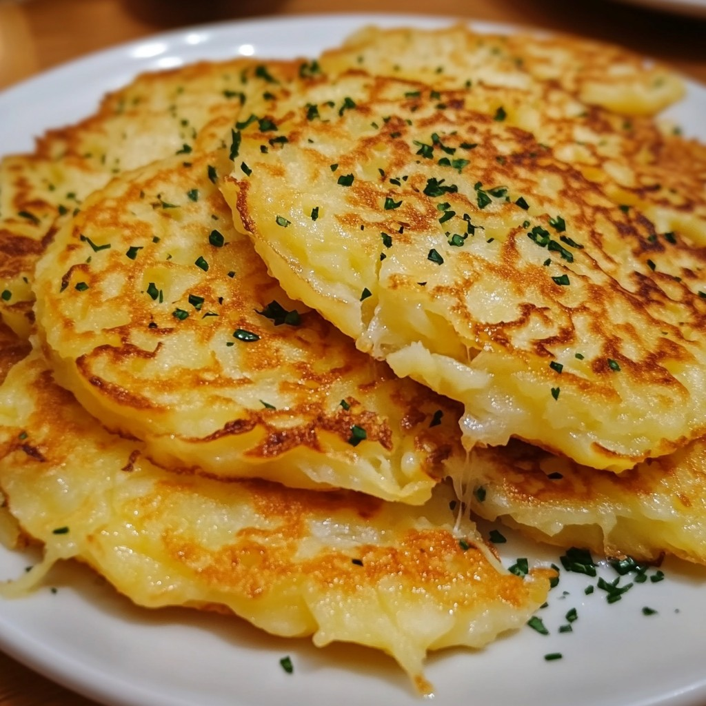 Deliciosas tortitas de papa con queso gratinado