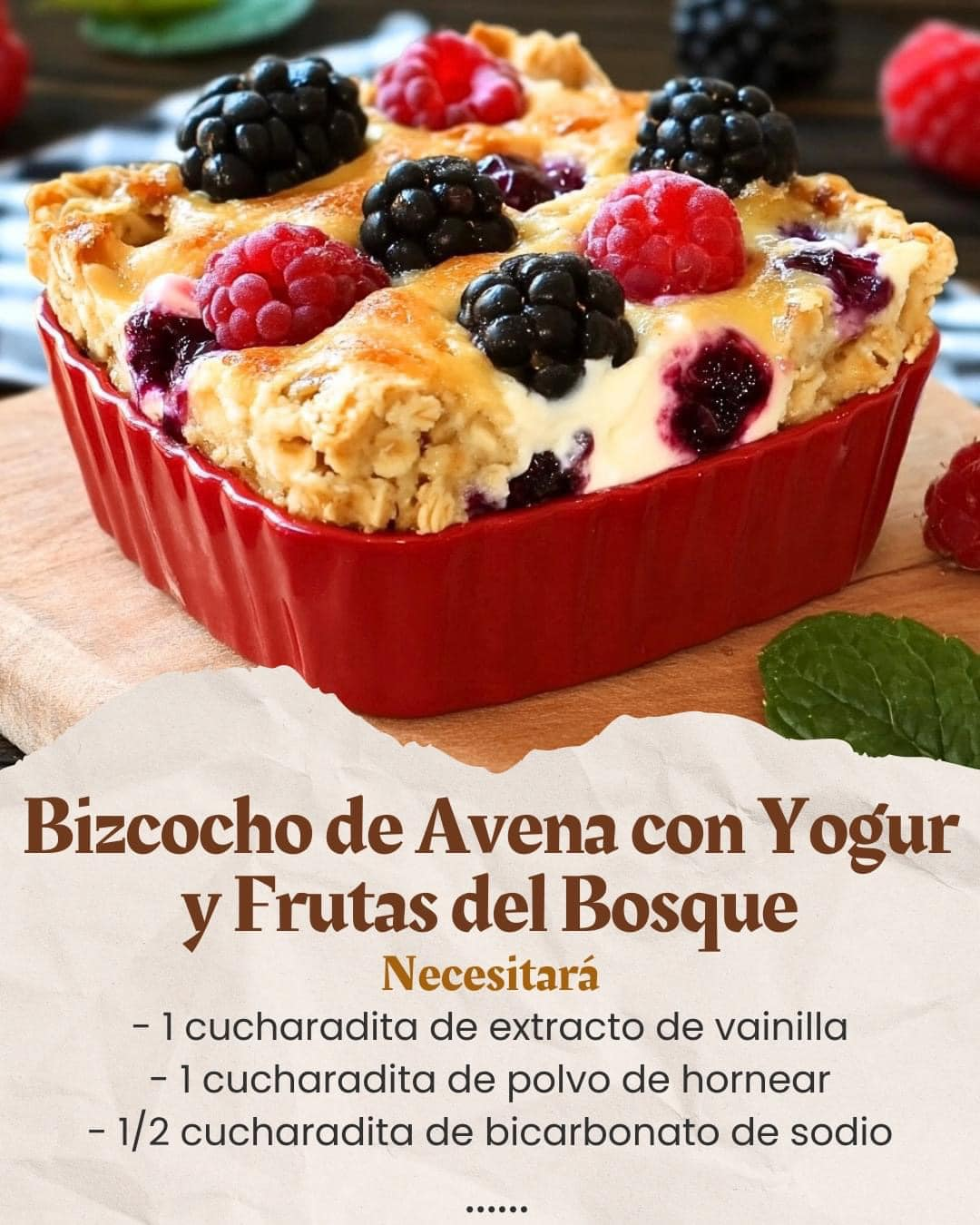 Bizcocho de Avena con Yogur y Frutas del Bosque