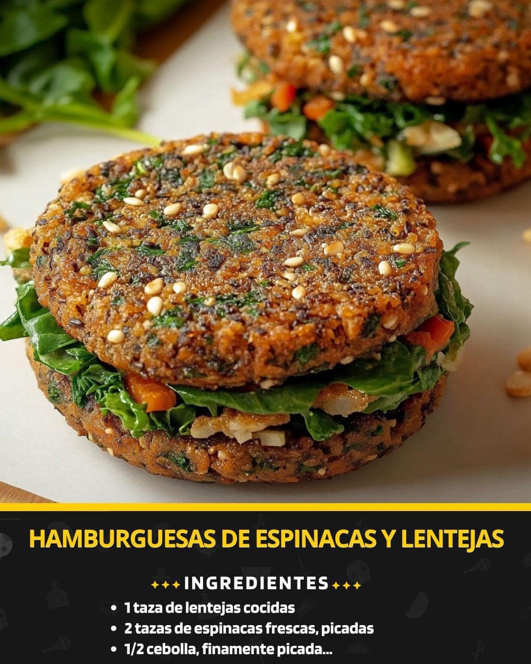 Hamburguesas de Espinacas y Lentejas