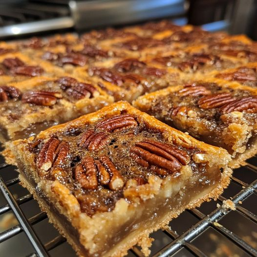 Barras de pastel de nueces pecanas fáciles