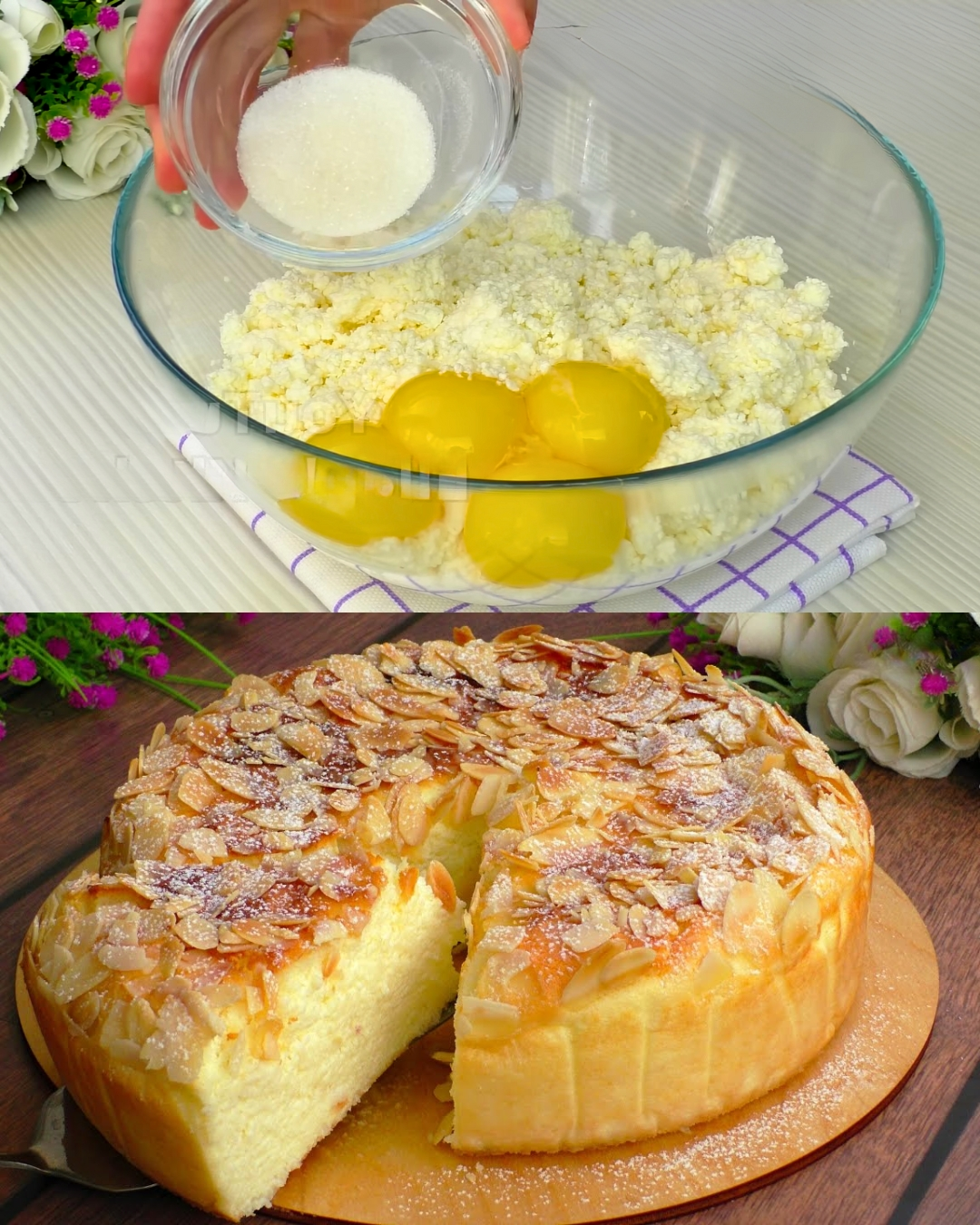 Pastel de requesón y hojuelas de coco