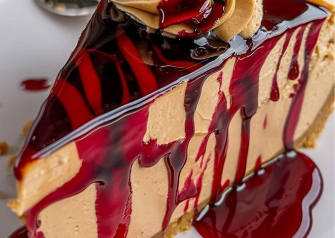 Tarta de queso con mantequilla de maní y mermelada