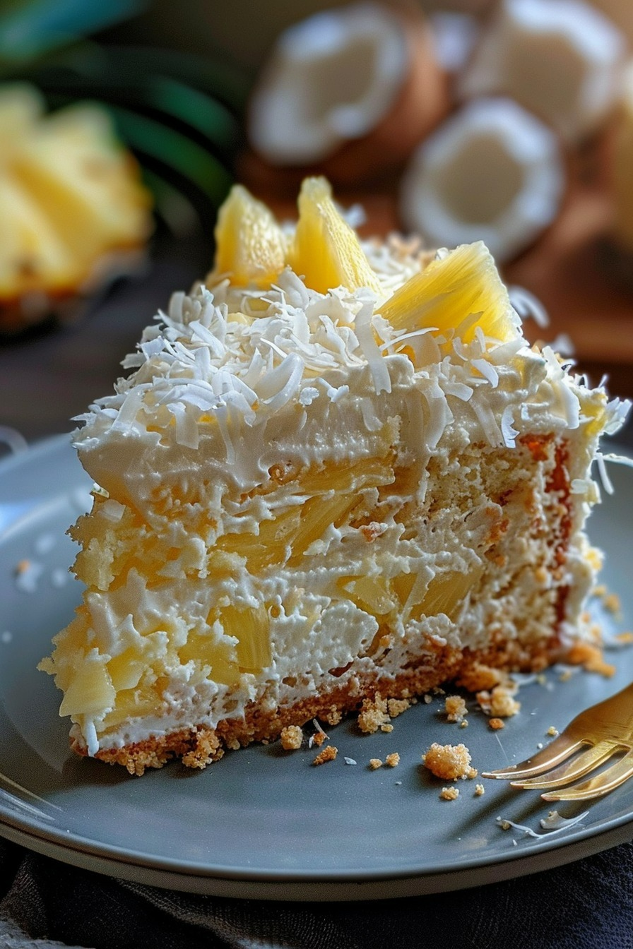 Pastel de crema de coco y piña sin hornear